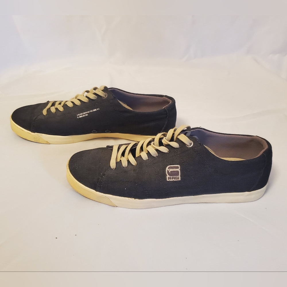 Men's G-STAR RAW Sports Navy Blue Denim Low Sneakers Sz 9 EUC